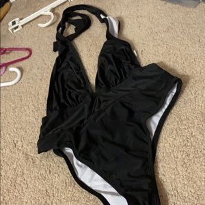 COPY - Black halter neck swim